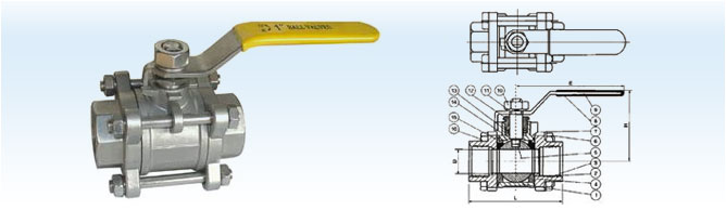 Three Piece Thread Ball Valve